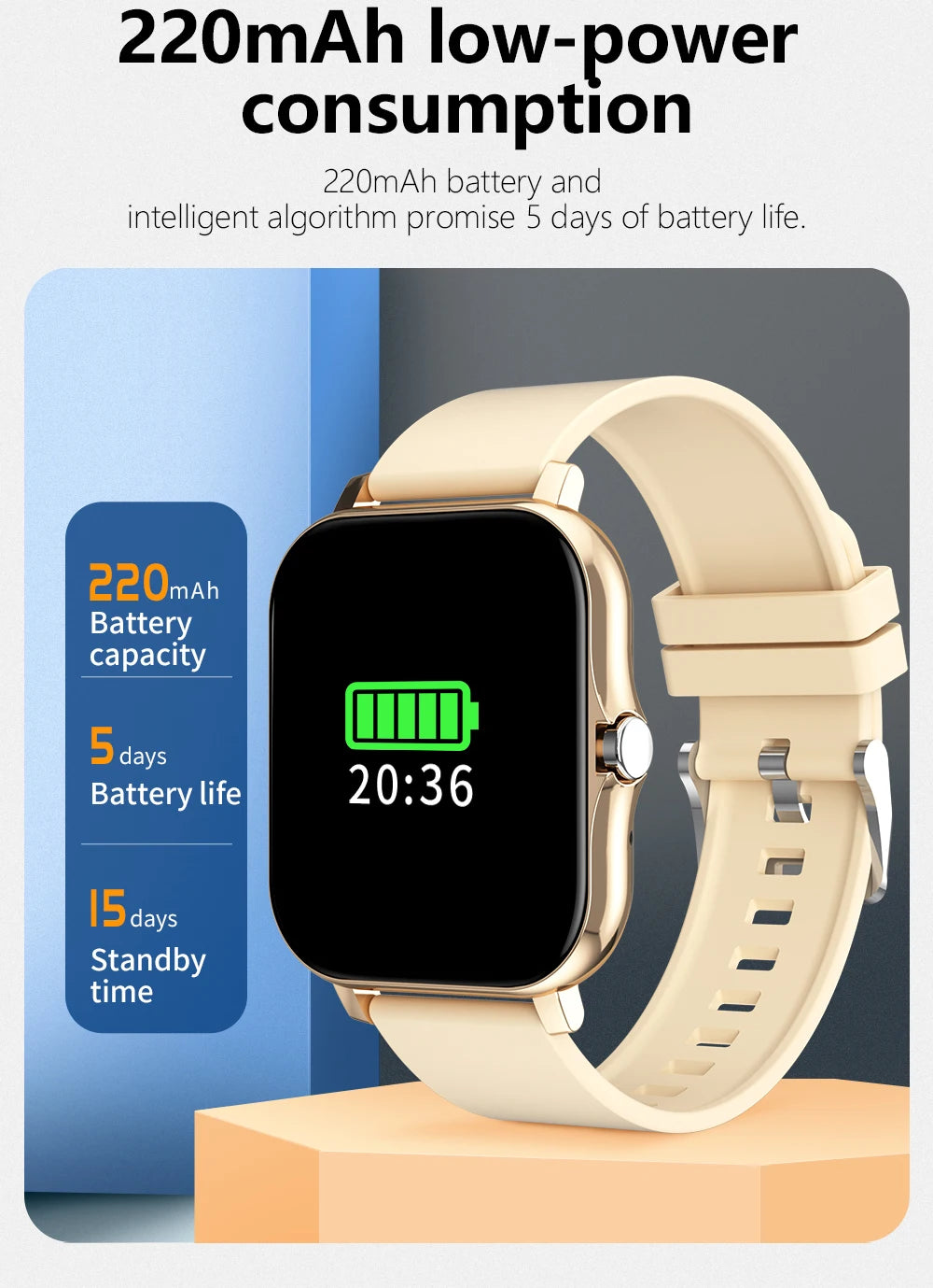 Smart watch with full touch screen
