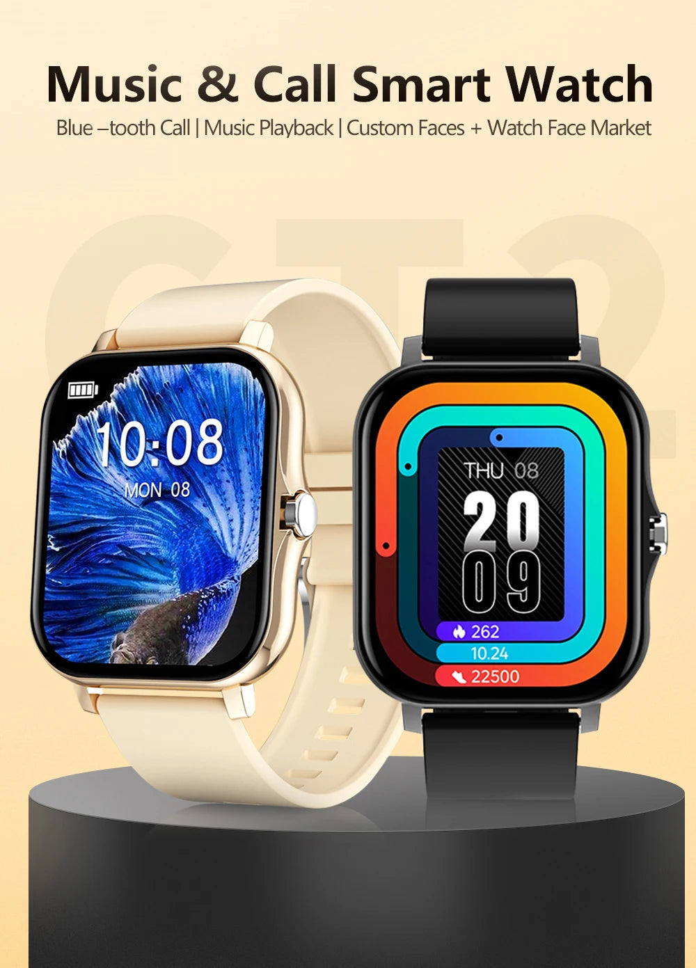 Smart watch with full touch screen