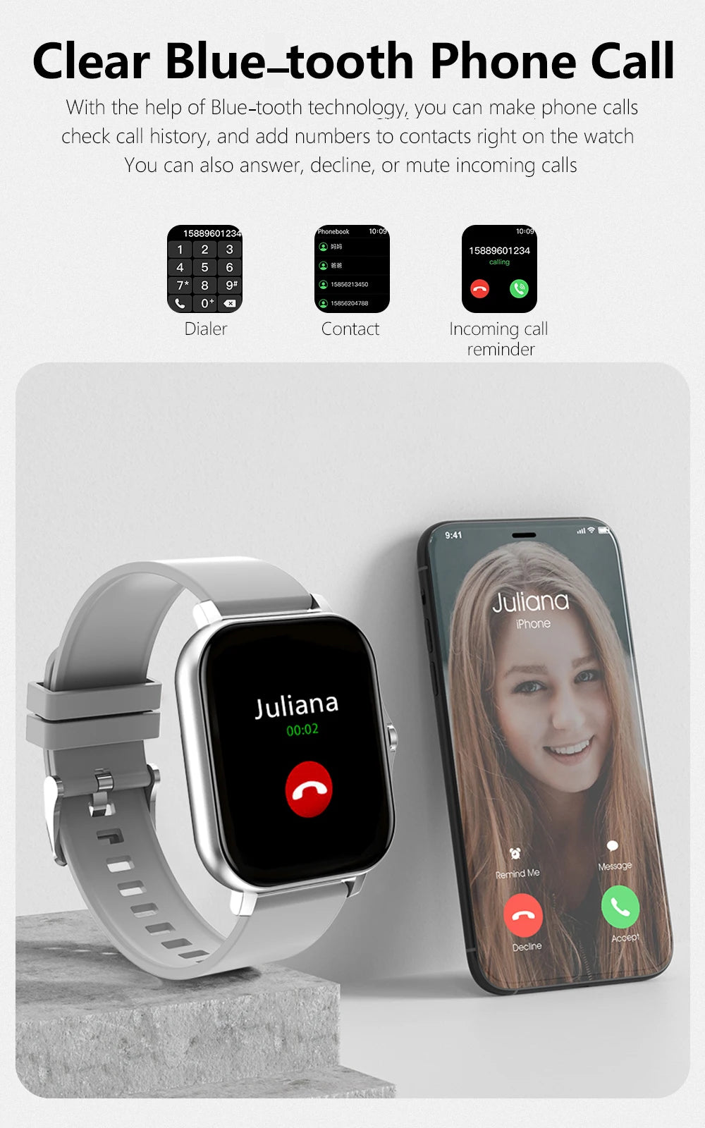 Smart watch with full touch screen