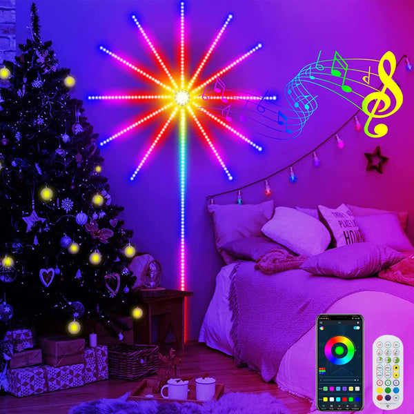 Smart Firework LED Lights Strip Remote Control, Mobile Control, Sound Activated Music and Rotating Fireworks