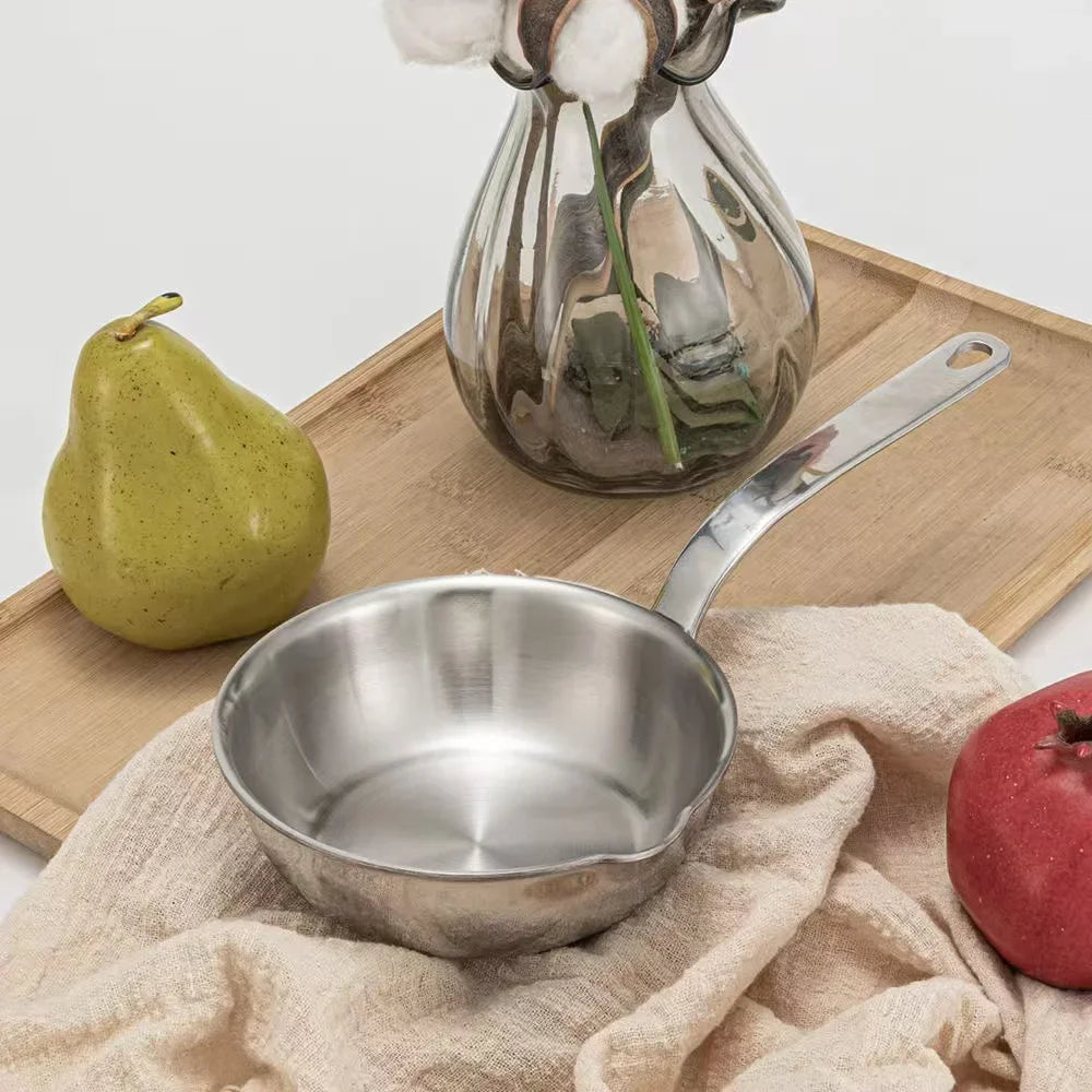 12cm Stainless Steel Oil Pot Mini Egg Frying Pan Soup Milk Cooking Saucepan Scalding-Proof Kitchen Tool Cookware Accessory