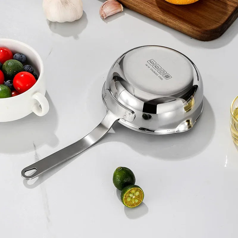 12cm Stainless Steel Oil Pot Mini Egg Frying Pan Soup Milk Cooking Saucepan Scalding-Proof Kitchen Tool Cookware Accessory
