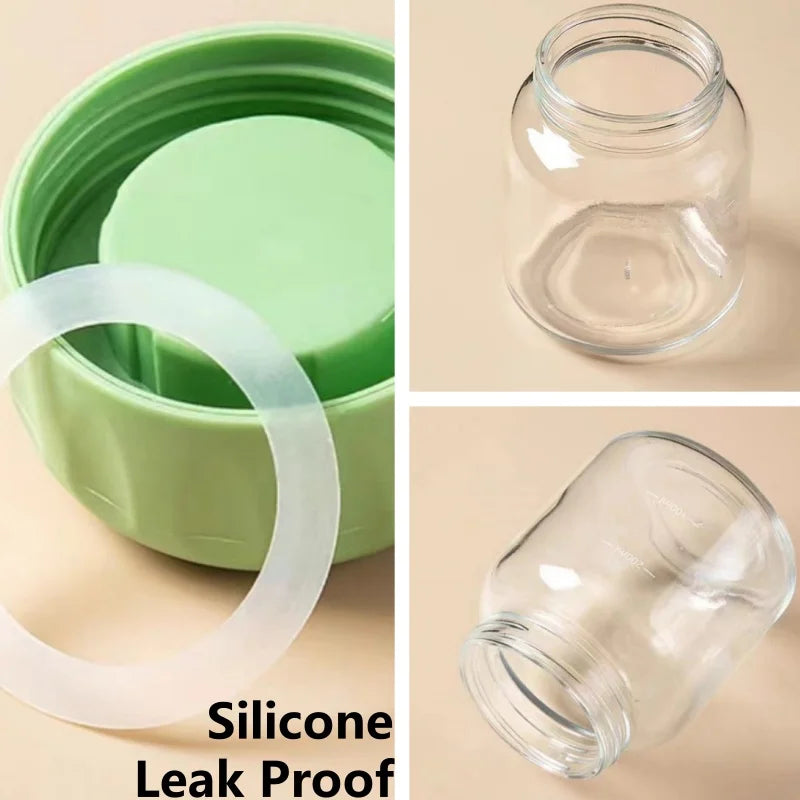 300ML Small Glass Water Bottles with Lid Portable Cute Mini Cylindrical Solid Color Leak Proof Water Cup Student Drinking Bottle