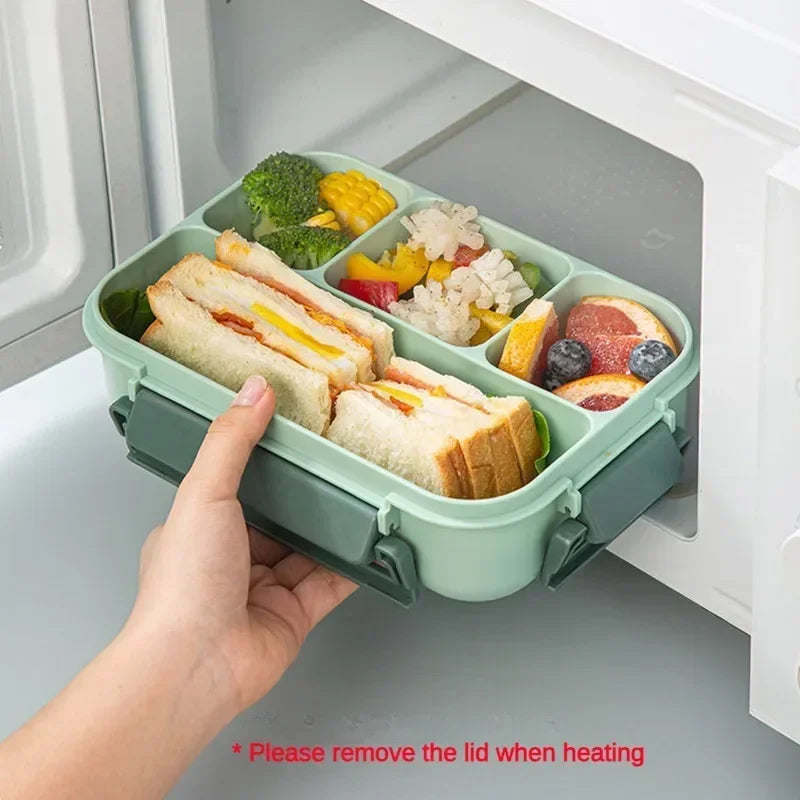 Compartment 1300ML Portable Lunch Box Kids Students Office Bento Box With Fork and Spoon Microwave Food Storage Container