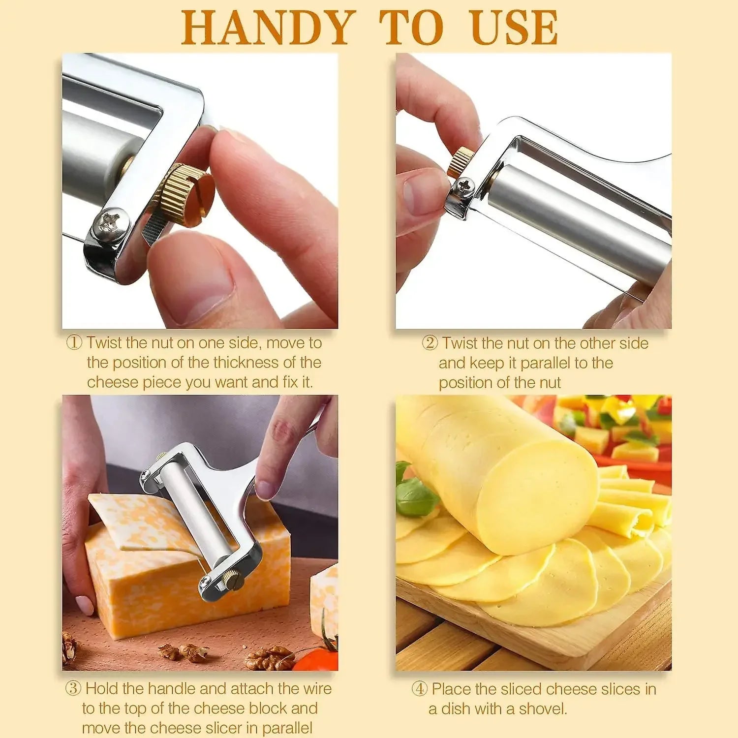 Cheese Slicer Adjustable Thickness Stainless Steel Wire Cheese Tools for Cheddar Gruyere Raclette Mozzarella Cheese Block Терка