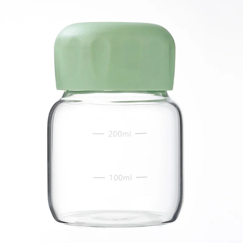 300ML Small Glass Water Bottles with Lid Portable Cute Mini Cylindrical Solid Color Leak Proof Water Cup Student Drinking Bottle