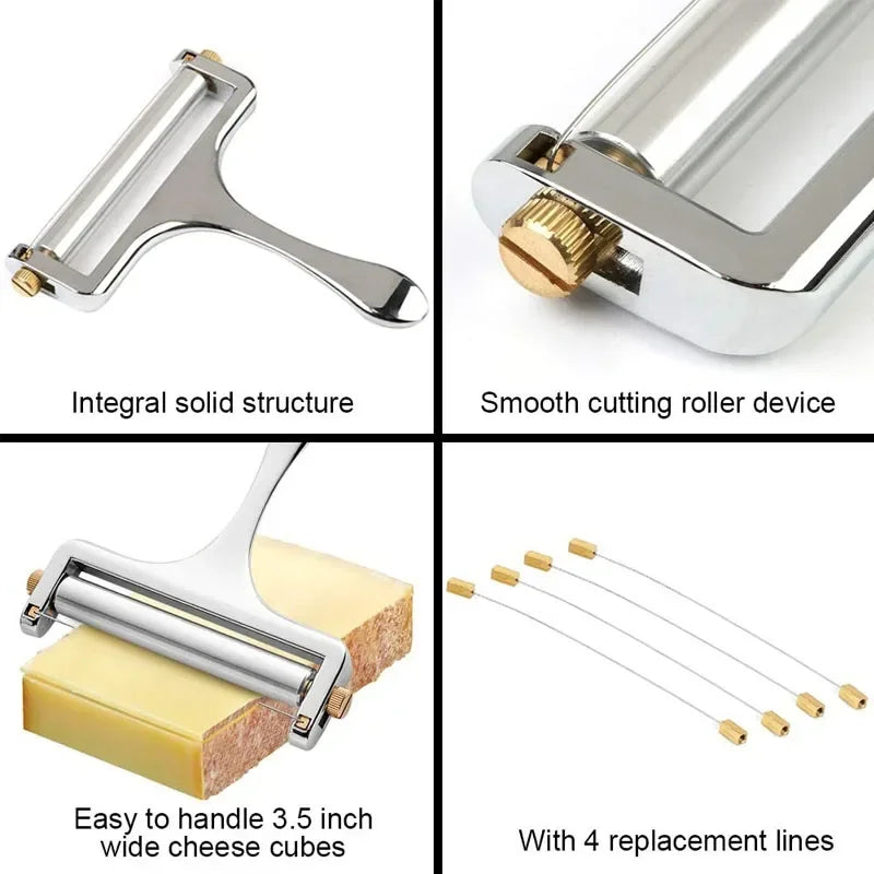 Cheese Slicer Adjustable Thickness Stainless Steel Wire Cheese Tools for Cheddar Gruyere Raclette Mozzarella Cheese Block Терка